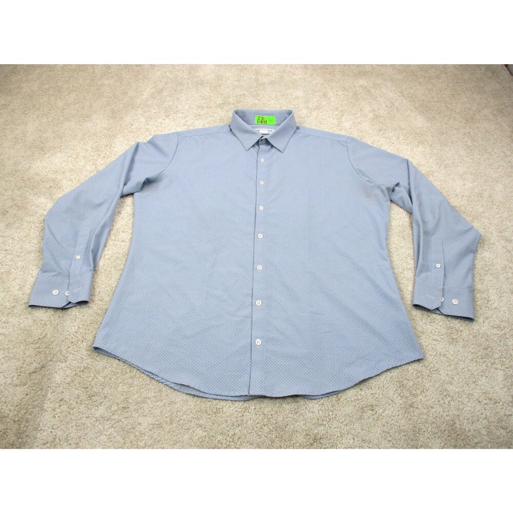 Mizzen Main Shirt Mens Large L Classic Leeward Blue White Performance Button Up